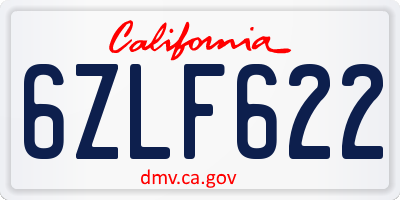 CA license plate 6ZLF622