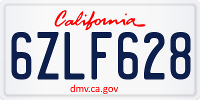 CA license plate 6ZLF628