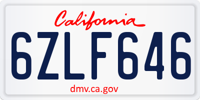 CA license plate 6ZLF646