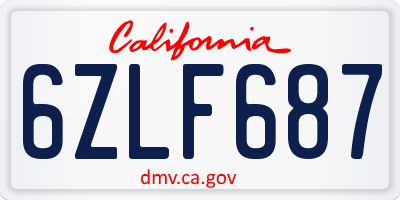 CA license plate 6ZLF687
