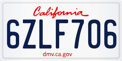 CA license plate 6ZLF706