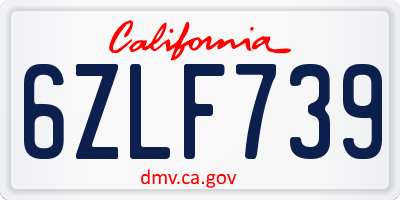 CA license plate 6ZLF739