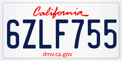 CA license plate 6ZLF755