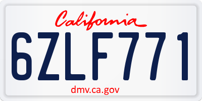 CA license plate 6ZLF771
