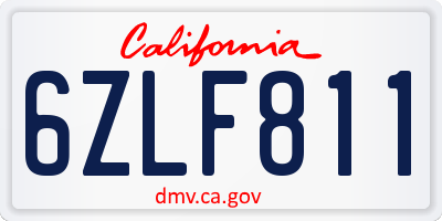 CA license plate 6ZLF811