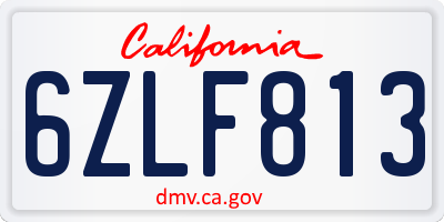 CA license plate 6ZLF813