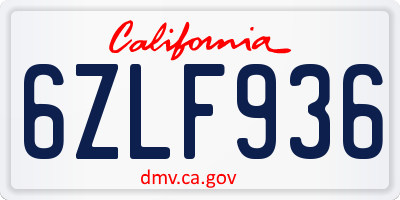 CA license plate 6ZLF936