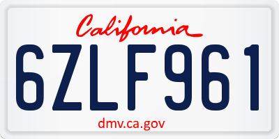 CA license plate 6ZLF961