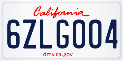 CA license plate 6ZLG004