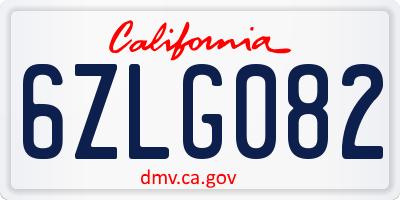 CA license plate 6ZLG082