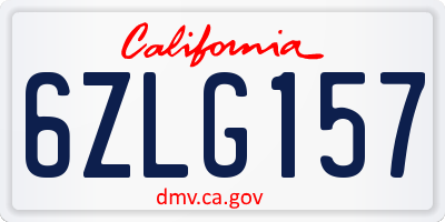 CA license plate 6ZLG157