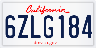 CA license plate 6ZLG184
