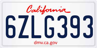 CA license plate 6ZLG393