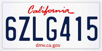 CA license plate 6ZLG415