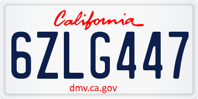 CA license plate 6ZLG447