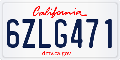 CA license plate 6ZLG471