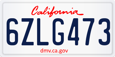 CA license plate 6ZLG473