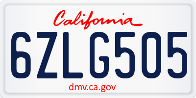 CA license plate 6ZLG505