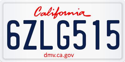 CA license plate 6ZLG515