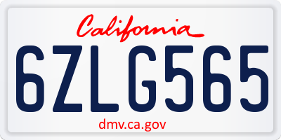 CA license plate 6ZLG565