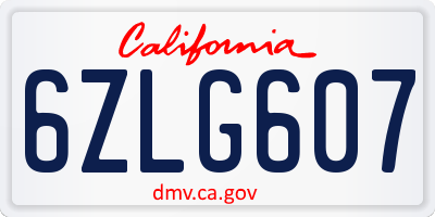 CA license plate 6ZLG607
