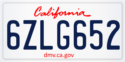 CA license plate 6ZLG652