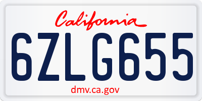 CA license plate 6ZLG655