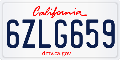 CA license plate 6ZLG659