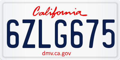 CA license plate 6ZLG675