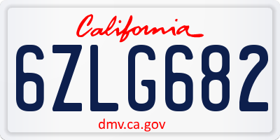CA license plate 6ZLG682