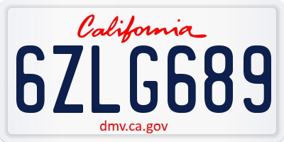 CA license plate 6ZLG689