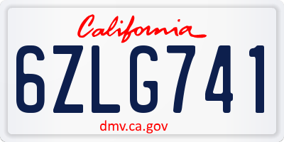CA license plate 6ZLG741