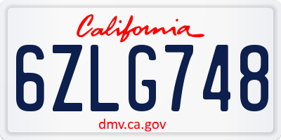 CA license plate 6ZLG748