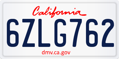 CA license plate 6ZLG762