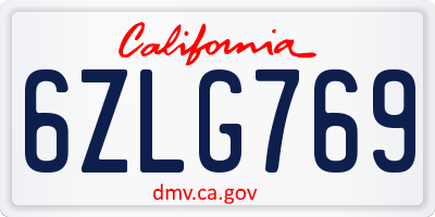 CA license plate 6ZLG769
