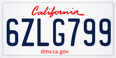 CA license plate 6ZLG799
