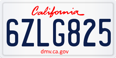 CA license plate 6ZLG825