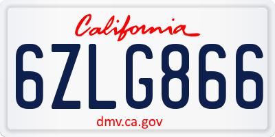 CA license plate 6ZLG866