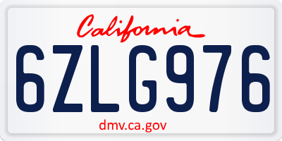 CA license plate 6ZLG976