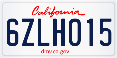 CA license plate 6ZLH015