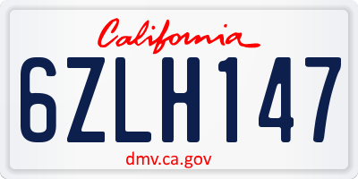 CA license plate 6ZLH147