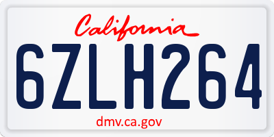 CA license plate 6ZLH264