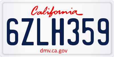 CA license plate 6ZLH359