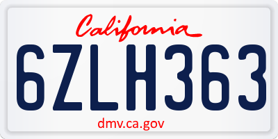 CA license plate 6ZLH363