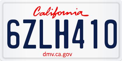 CA license plate 6ZLH410