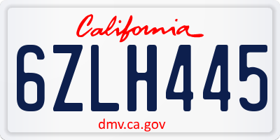 CA license plate 6ZLH445