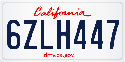 CA license plate 6ZLH447