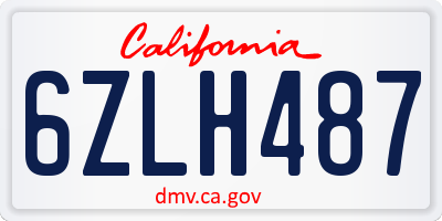 CA license plate 6ZLH487