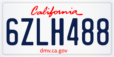 CA license plate 6ZLH488