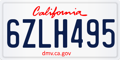 CA license plate 6ZLH495